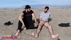Play Straight Dude Arturito Experiments with Friend's Big Dick on Beach